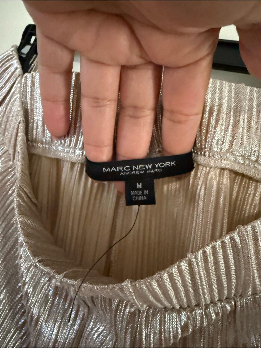 Marc New York Metallic Pleated Skirt - Shimmery Champagne